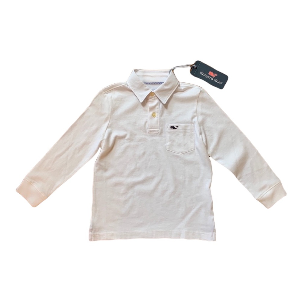 VINEYARD VINES POLO LONG SLEEVE WHITE BRAND NEW BOYS POLO SHIRT KIDS POLO SHIRT